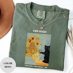 Van Gogh Cat T-Shirt: Comfort Colors Art Parody Tee