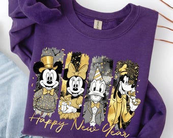 Sudadera retro de Mickey y sus amigos para el viaje a Disneyland 2026, camiseta de Nochevieja de Disney, regalo para el viaje de Año Nuevo, regalo para las vacaciones de Disneyland