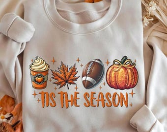 Sudadera de fútbol de otoño "Tis The Season": camiseta gráfica acogedora de otoño