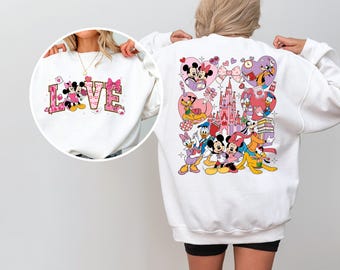 Disney Valentines Day Sweatshirt, Mickey and Minnie Love Shirt, Retro Disney Couple Sweater, Disneyland Valentine Gift,  Disney Coquette Tee
