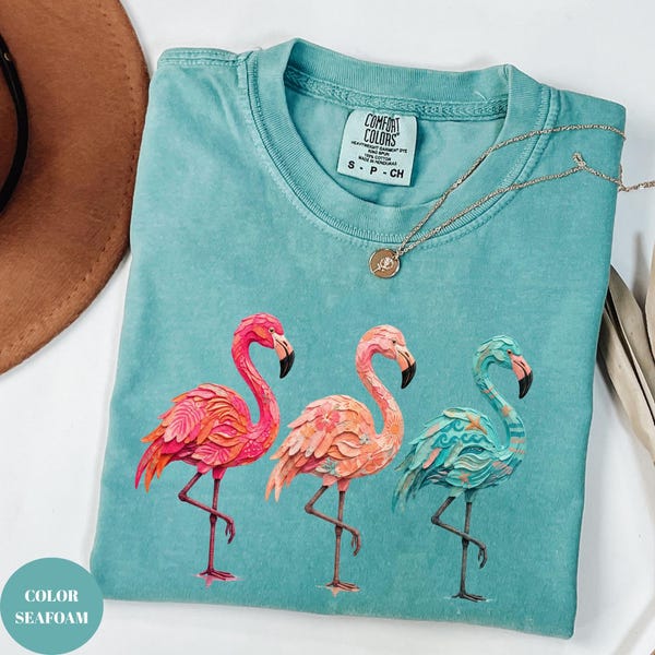 Comfort Colors® Flamingo Summer Shirt, Hello Summer Flamingo Shirt, Beach Vacation Tee, Cute Summer Shirt Women, Vacation Outfit