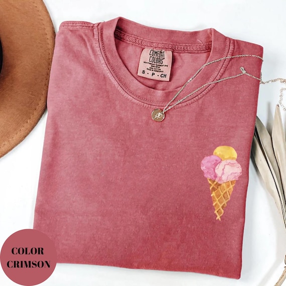 Comfort Colors Ice Cream Cone Shirt, Ice Cream Shirt, Cute Watercolor Ice Cream Tee, Dessert Shirt, Birthday Shirt, Womens Summer Tee
