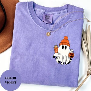 Comfort Colors® Сute Ghost Coffee Shirt, Сute Little Ghost Eiskaffee T-Shirt, Boo Ghost Shirt, Ghost Coffee Shirt, Halloween Coffee Lovers