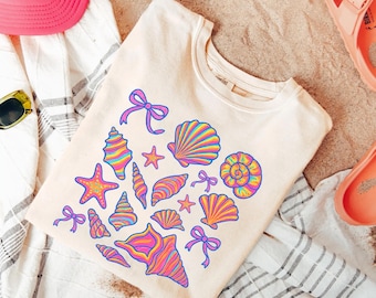 Comfort Colors Sea Shell Shirt: Beachy Summer Tee, Ocean Lover Gift