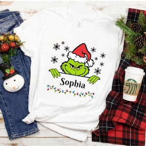 グリンチファミリーのクリスマスTシャツ（カスタム）：ホリデースクワッドシャツとお揃い