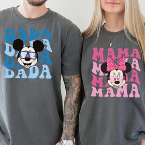 Comfort Colors® Mama Dada Matching T-Shirt, Disney Family Matching Shirt, Minnie Mouse Mama Shirt, Mickey Dada Shirt,Baby Showers Shirt