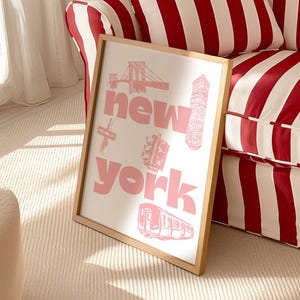 NYC Poster Trendy Home Decor, Retro New York City Poster, New York Art Print Vintage, Minimalist New York Art, New York Landmarks
