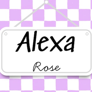 Personalized Nursery Name Sign, Simple Name Wall Art, Custom Baby Name Print, Nursery Wall Decor, Digital Download, Checkered Background