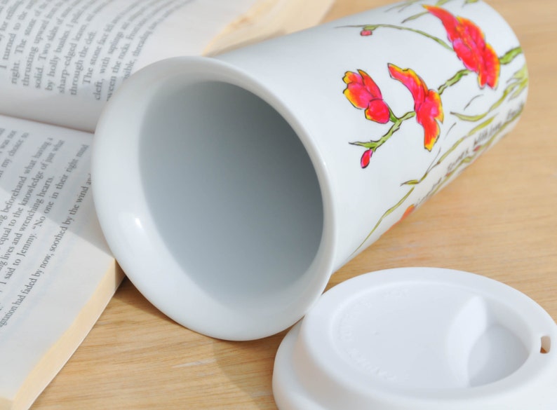 Personalized Ceramic Travel Mug Made to Order Flower EcoCup Etsy