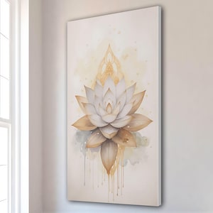 瞑想キャンバスウォールアート | 蓮の花のキャンバスアート | ヨガウォールプリント | 禅瞑想の装飾 | スピリチュアルキャンバス | 白い蓮のアートワーク