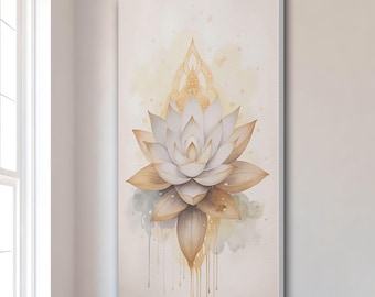 Lotus Flower Meditation Canvas Art: Zen Yoga Decor