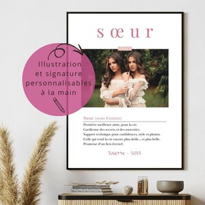 SISTER definition poster – Touching and customizable gift for little or big sister – A4 A3 PDF to print or personalize