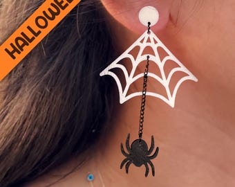 Halloween Spider Web Earrings: 3D Printed Gothic Statement Jewelry