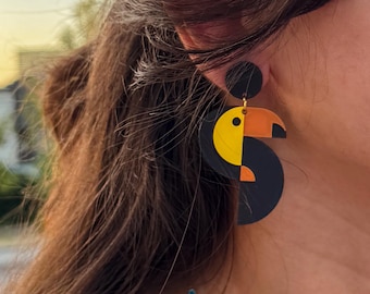 3D Printed Toucan Earrings: Tropical PLA Statement Jewelry