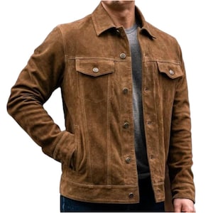 Olive Suede Leather Trucker Jacket: Vintage Western Biker Style