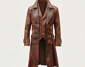 ハンドメイド スチームパンク レザー トレンチコート | ビクトリアン