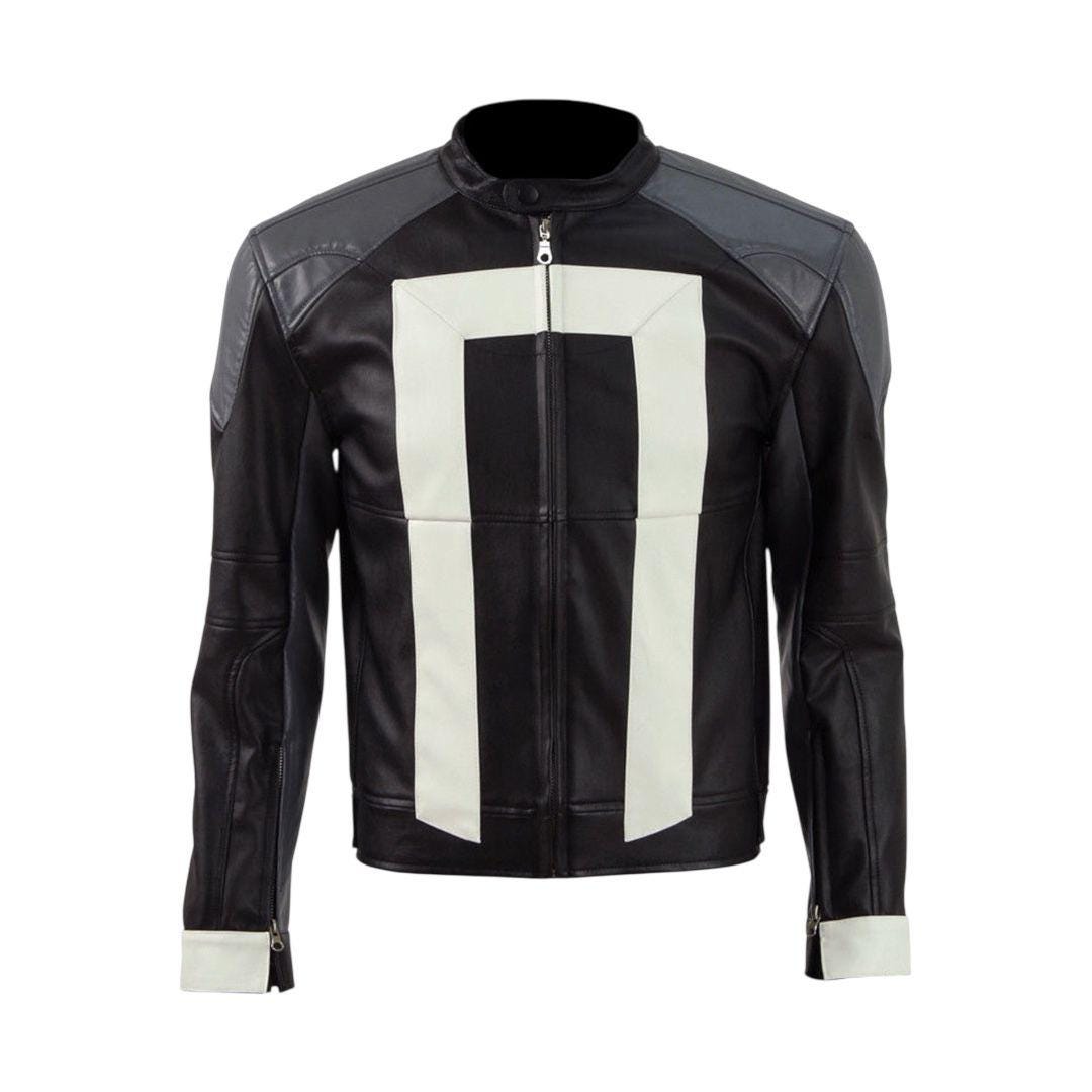 Ghost Rider Cafe Racer Leather Jacket – Men's Black Biker Motorcycle ...