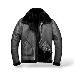 Handmade B3 Shearling Leather Bomber Jacket: Military Aviator Style