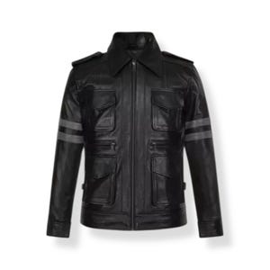 Handmade Men’s Black Lambskin Leather Jacket – Celebrity Style with Shirt Collar