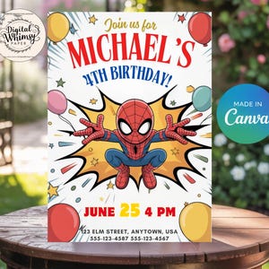 Editable Kids Birthday Invitation Template: Mobile Party Invite (Digital Download 5x7&quot; )