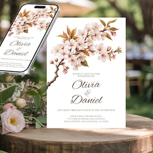 Editable Spring Flowers Wedding Invitation Template, Printable Wedding Invitation, Wedding Invitation