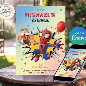 Editable Mobile Birthday Invitation Template: Kids Party Invite (Digital Download)