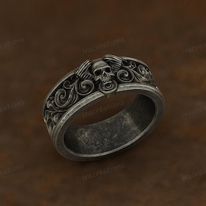 Motorhead Skull Ring: Handmade 925 Sterling Silver Biker Jewelry