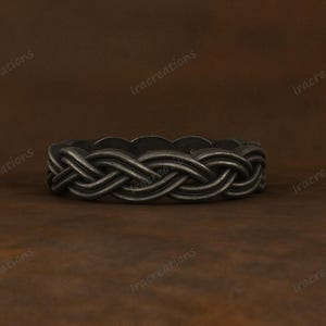 Oxidized Sterling Silver Celtic Knot Wedding Band: Irish Ring