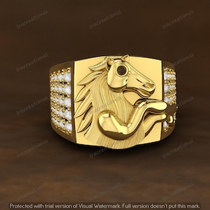 Sterling Silver Horse Ring: American Diamond Equestrian Jewelry