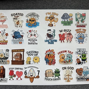 Gen Z Slang Stickers - Funny Teen Humor, Water Bottle Decals