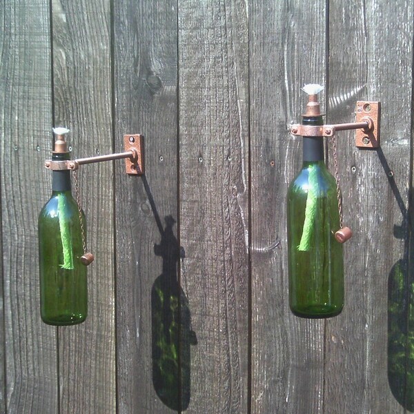 wine bottle Tiki torches ( set of two )