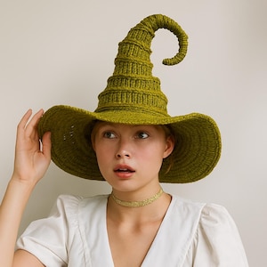 Modello per cappello da strega all'uncinetto: costume da mago con punta arricciata (download PDF)