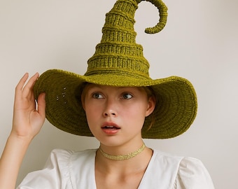 Patrón de sombrero de bruja a crochet: disfraz de mago con puntas rizadas (descarga en PDF)
