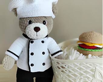 Bear Chef Crochet Pattern: Amigurumi Plush Toy (PDF Download)