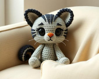 蝶ネクタイ付き猫のかぎ針編みパターン 初心者向け 縫いやすい