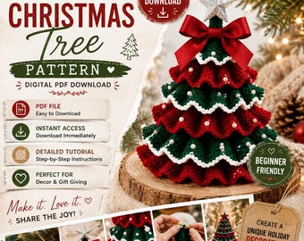 Patrón de ganchillo para árbol de Navidad con volantes (PDF)
