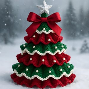 Ruffled Crochet Christmas Tree Pattern | Layered Holiday Decor PDF | Instant Download Ornament Tutorial