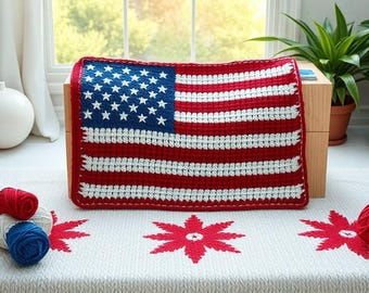 Handmade Crochet American Flag Blanket | Stars and Stripes Throw | USA Patriotic Decor