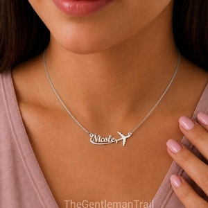 Collana personalizzata in argento sterling con aereo – Regalo per gli amanti dei viaggi