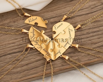 Collier nom personnalisé puzzle coeur • Cadeau pendentifs amour famille amitié • Cadeau de remise des diplômes • Collier prénom personnalisé • Cadeau pour mère