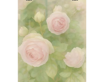 Blush Pink Rose Wall Art Poster - Floral Rose Watercolour Style Wall Art for Home Décor, Rose Wall Art, Floral Wall Art Poster