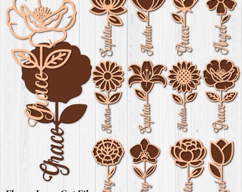 Paquete de archivos SVG de flores cortadas con láser / Diseños florales recortados para proyectos de Glowforge, CNC, Cricut y corte láser