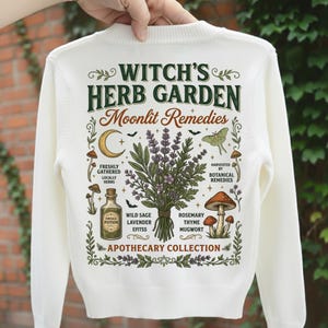 Jardín de hierbas de bruja retro PNG / Bordado botánico vintage de Halloween (descarga digital)