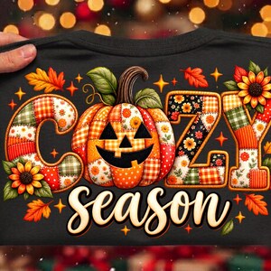 Patchwork Pumpkin Fall Floral Embroidery PNG, Autumn Gingham Thanksgiving Shirt (Digital Download)