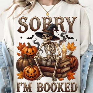 Skeleton Reading Witch PNG | Halloween Book Lover Design (Digital Download)