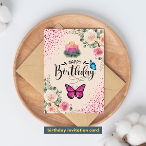 alles Gute zum Geburtstag Karte, Digitale Geburtstagskarte, Geburtstagskarte zum Ausdrucken, Einladung Geburtstagskarte