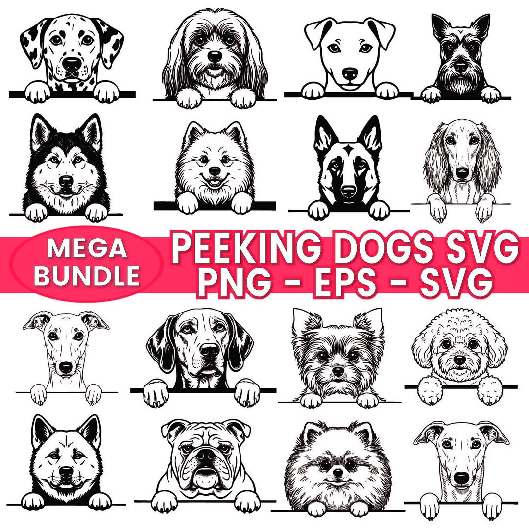 Peeking Dogs SVG Bundle, All Dog Breeds Clipart, Pet SVG for Cricut and ...