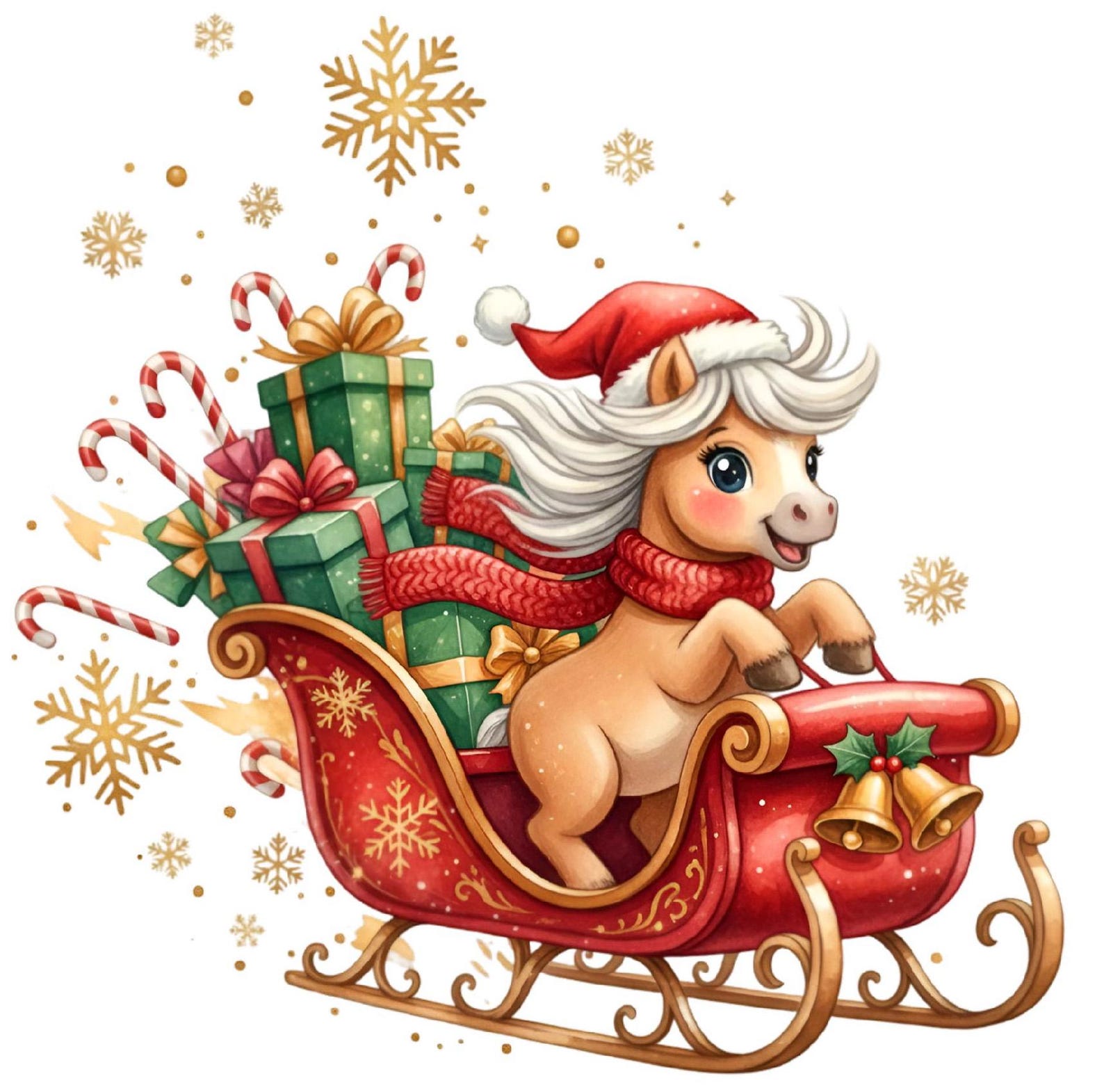 Christmas Horse Watercolor Clipart: Festive Cowboy PNG Bundle (digital ...