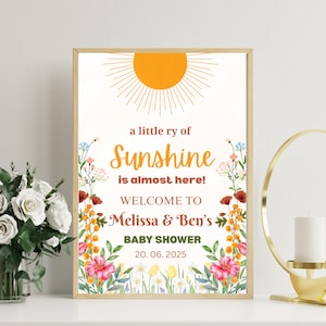 Convite para chá de bebê "Você é meu raio de sol" | Modelo editável para chá de bebê | Convite neutro para chá de bebê | Download instantâneo