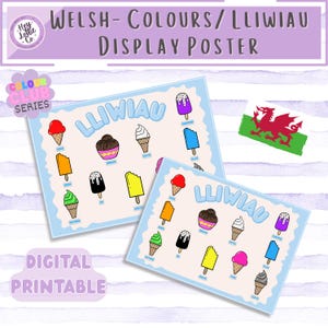 Cartel de colores galeses / Lliwiau Cymraeg / Decoración del aula / Ysgol Gynradd / Educación de la primera infancia / Aula bilingüe / Imprimible digital